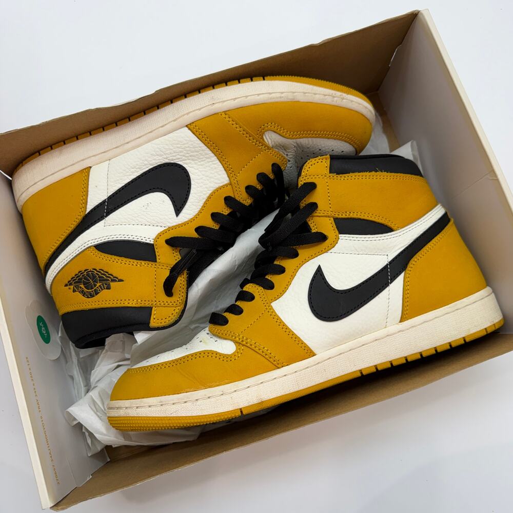 Nike Air Jordan 1 Retro High OG Sneaker Yellow Ochre Black Sail Mens 12 w/ Box